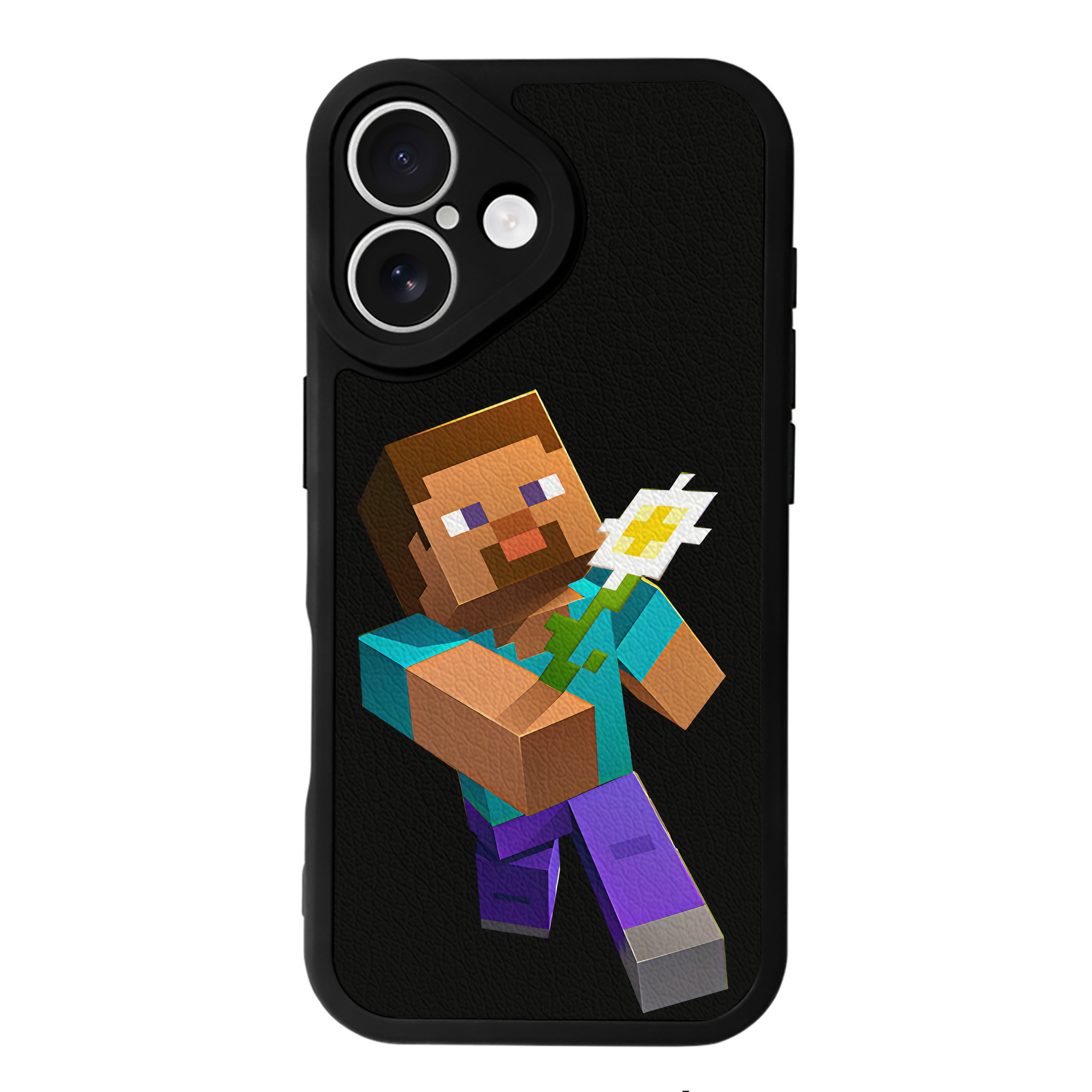 （画像用） マインクラフト ブロックの世界 Minecraft MC Block world 【iPhone 16シリーズ対応】シリコンスマホケース（レザー調） 材質：シリコン